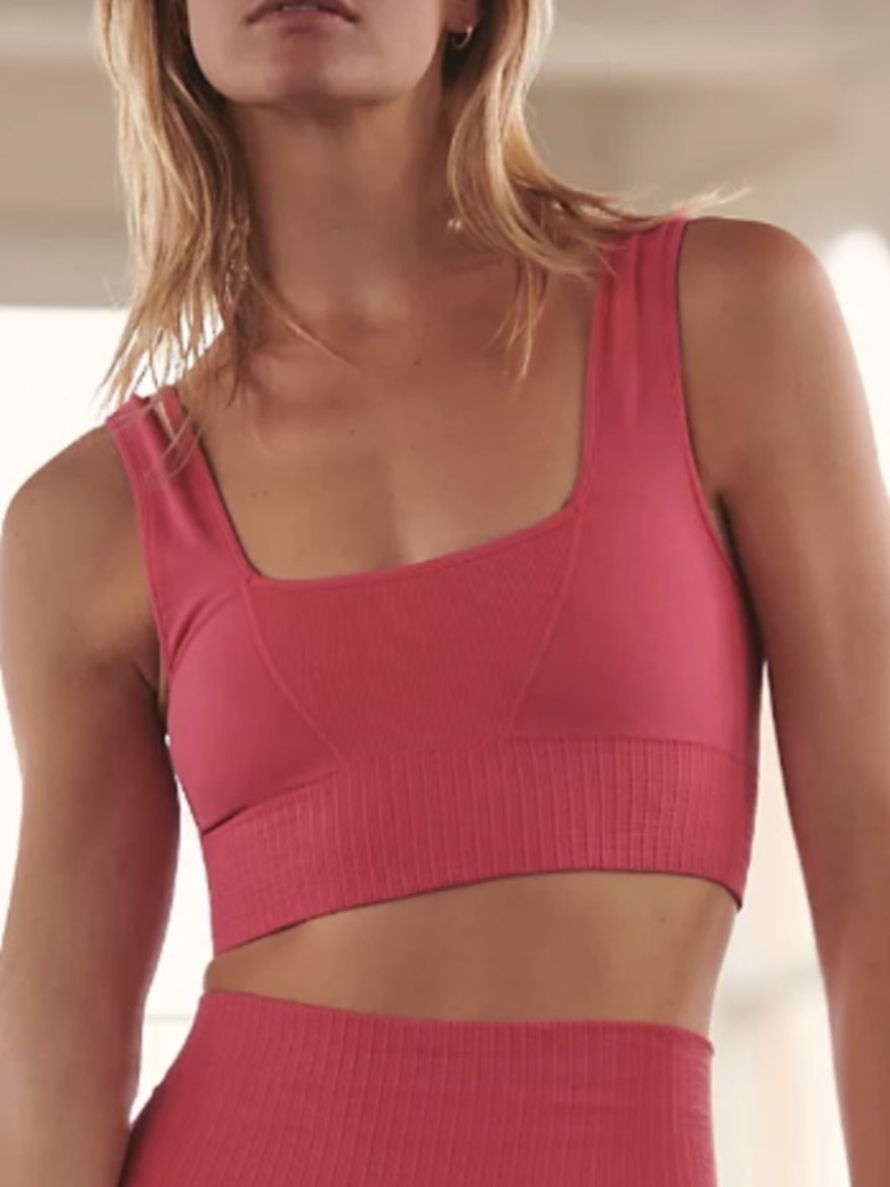 Free People Movement Square Neck Good Karma In Pink, XS/S
